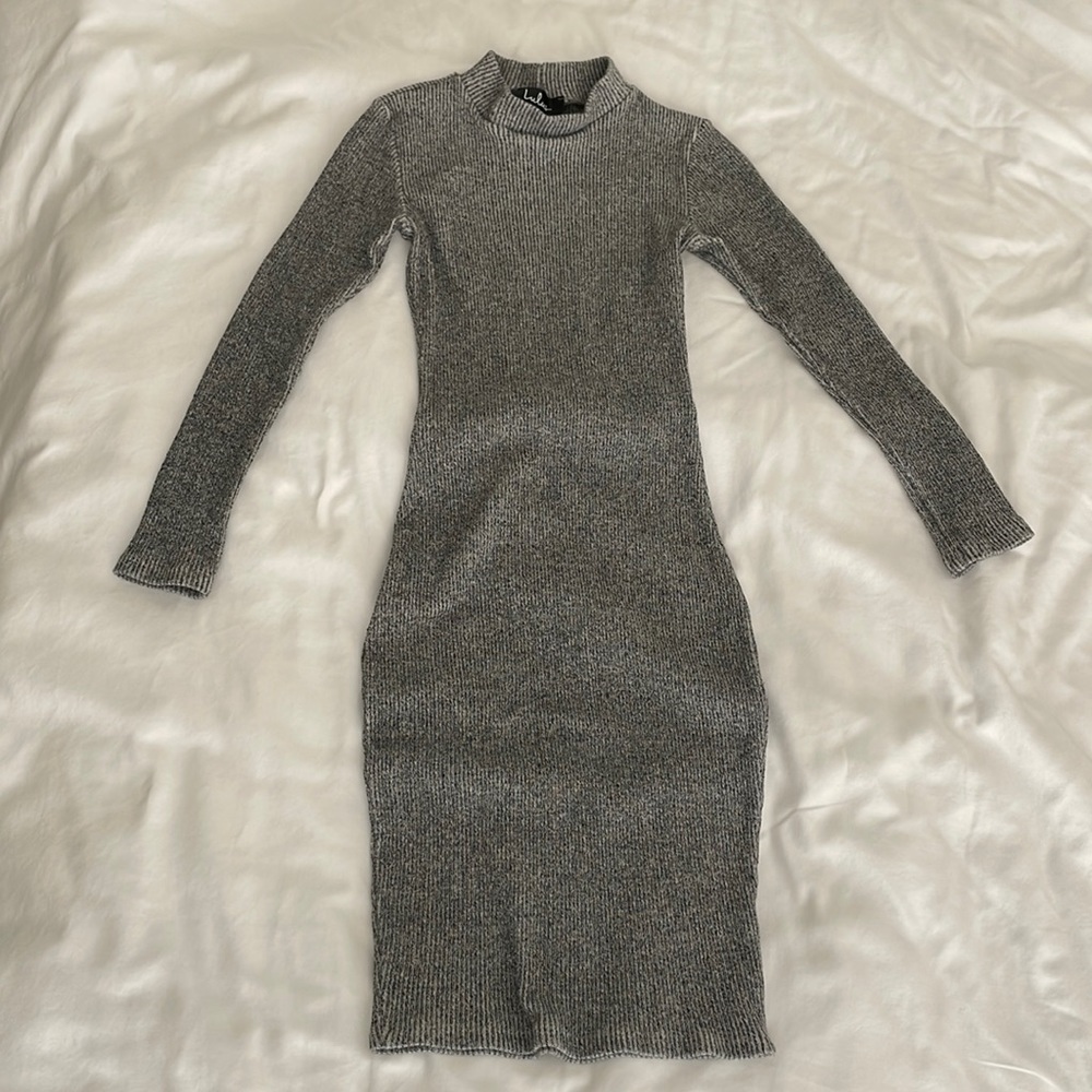 Lulus Heather Grey Midi Sweater Dress